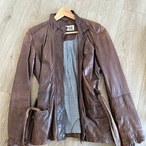 Cinque Leather Belted Lined Jacket • 36/SM